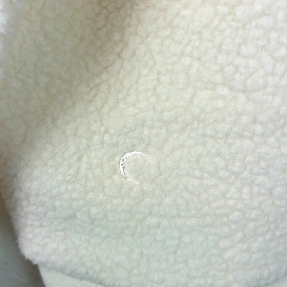 Zyia Active Flying V Sherpa Jacket Varsity Zip Cream White Fleece Bomber Medium - Picture 8 of 8